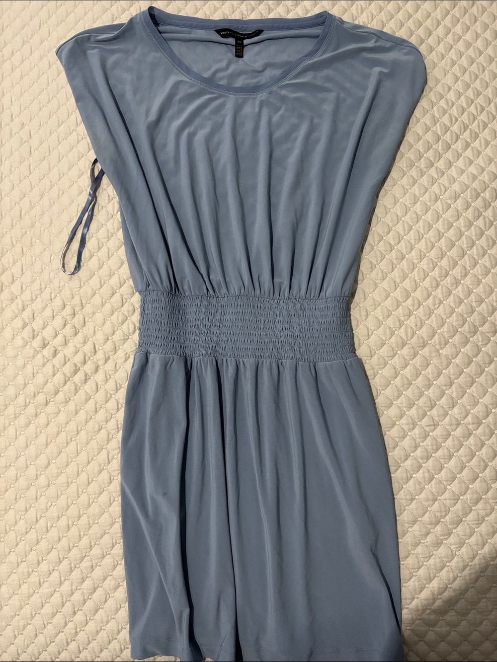 White House Black Market Light Blue Smocked-Waist Mini Dress
